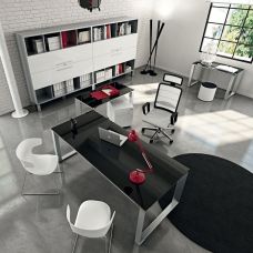Bureau en Verre pieds base VERTIGO