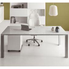 Bureau 4 pieds VERTIGO Verre et Gr&egrave;s